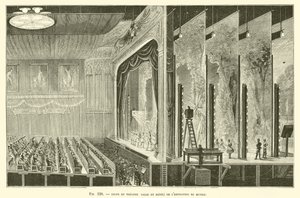 Doorsnede van het theater (zaal en podium) van de tentoonstelling van München door French School